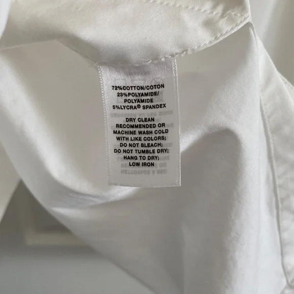 Lafayette 148 New York - White 3/4 Sleeve Button-Down Shirt Tunic Blouse - Picture 10 of 10